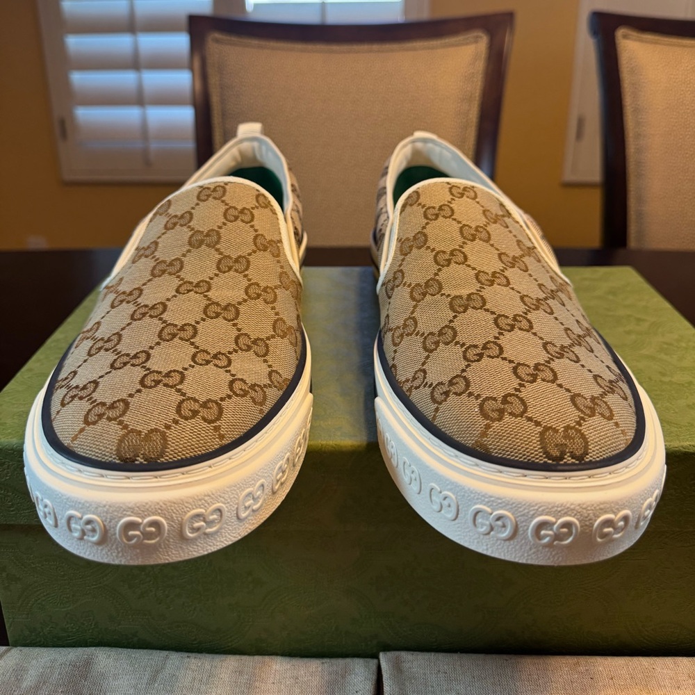 New Gucci GG Supreme Logo Tennis 1977 Slip On Sneaker Shoes Size UK 12.5 / US 13 - Picture 6 of 16